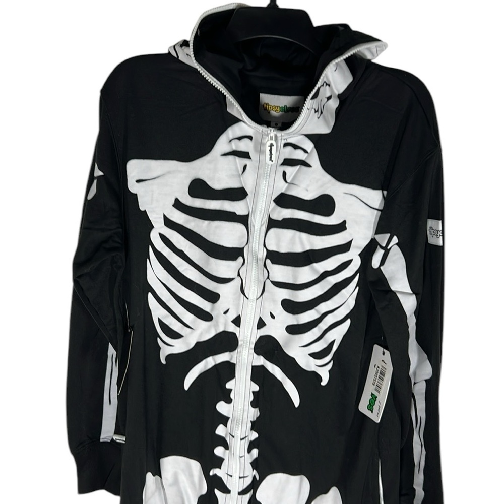 Tipsy Elves Skeleton Costume Black and White Hoodie Mask Size L NWT